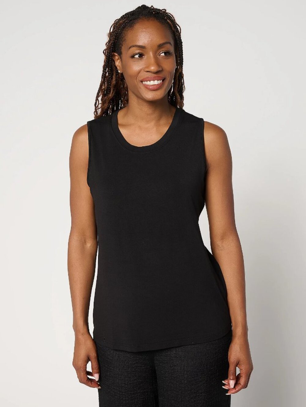 nicole by Nicole Miller Modal Knit Tank Top, Black Sz L a693069